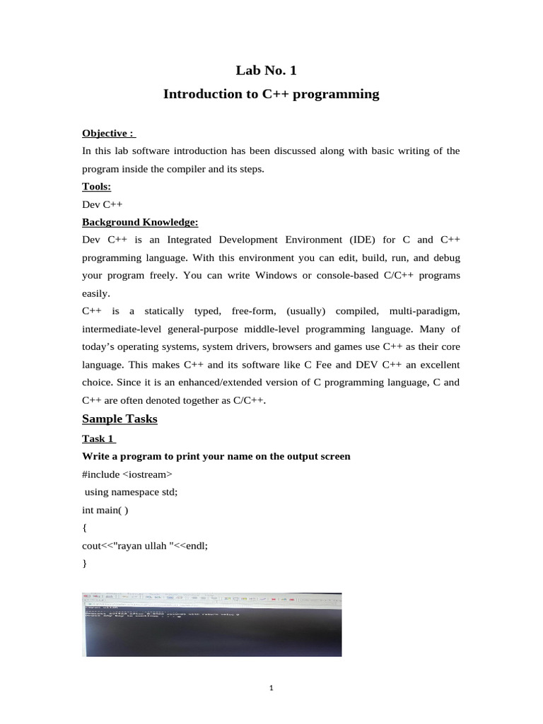 C++ Programming Lab Exercises Guide | PDF | C++ | C (Programming Language)