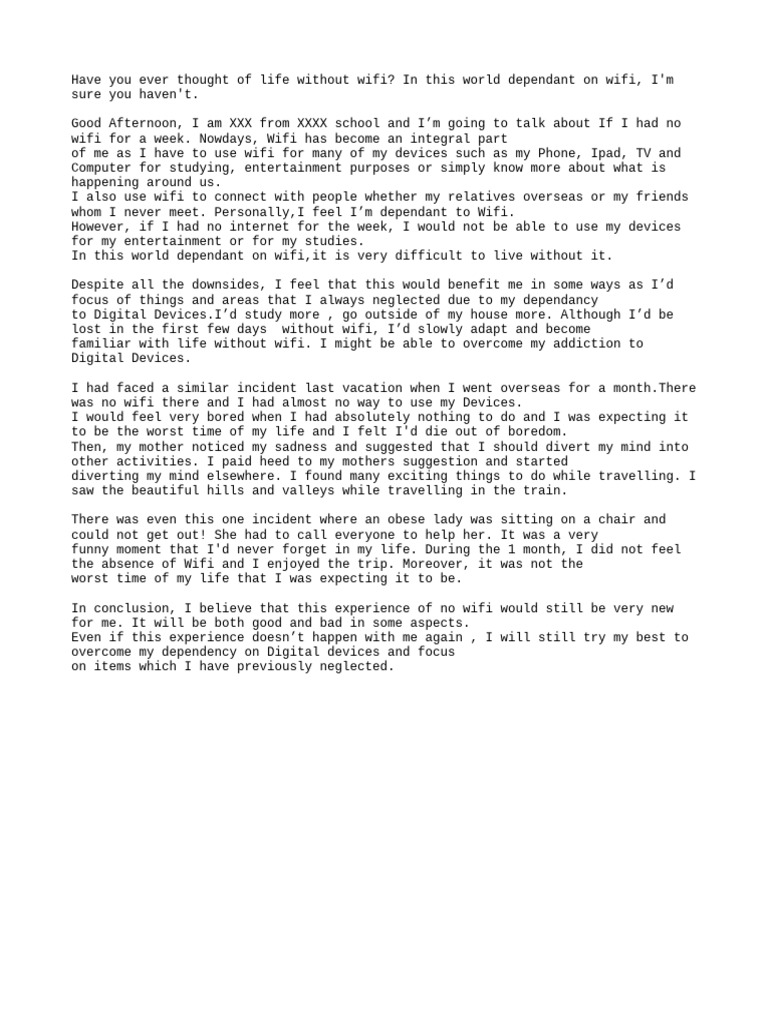 Script On Living Without WiFi | PDF
