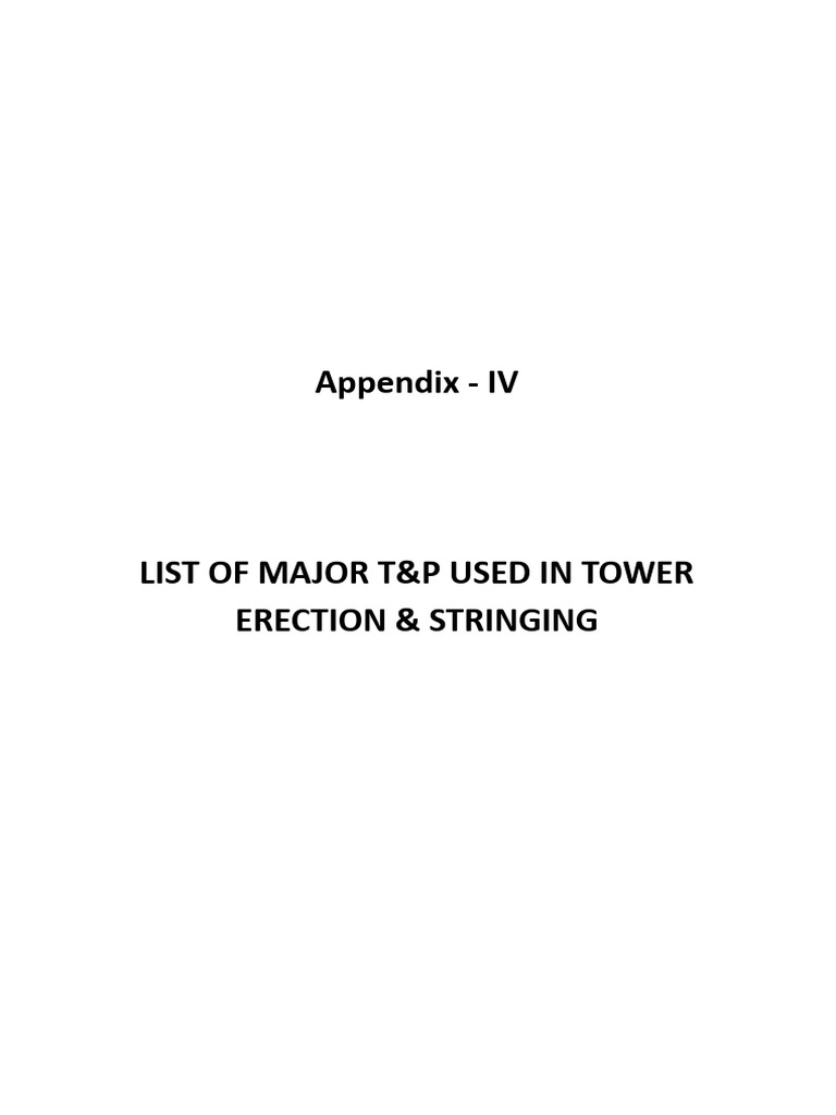04 - 4 Section IVC Appendix I (List of T&P) | PDF | Rope | Steel