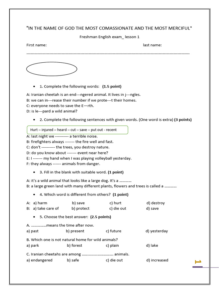 Freshman English Exam Practice Questions | PDF