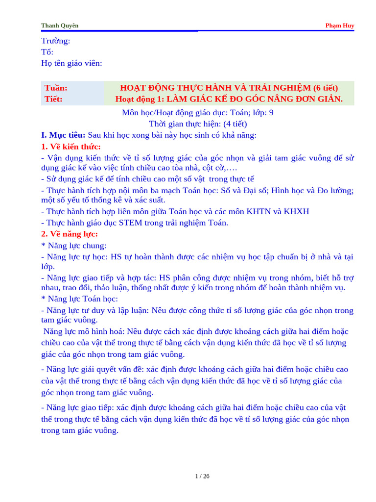 t9 CTST c5 HDTH-TN Tiet 123456 | PDF