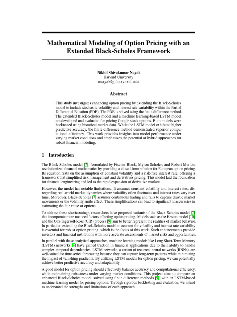 Enhanced Black-Scholes Option Pricing | PDF | Black–Scholes Model ...