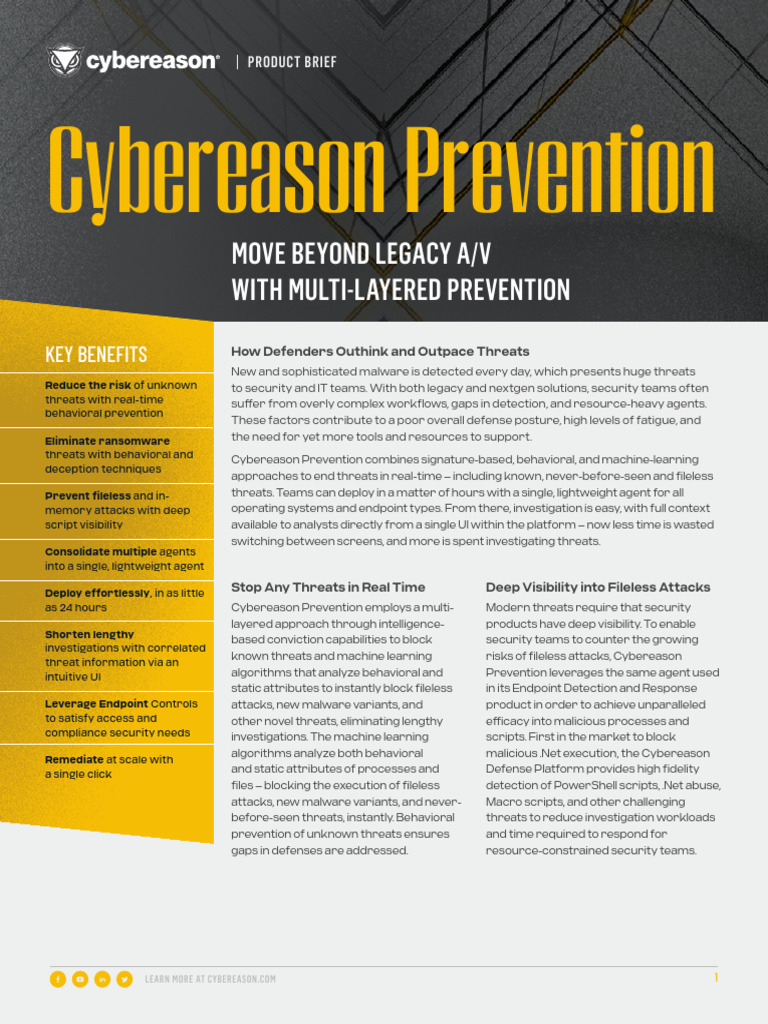 Cybereason Execution Prevention Overview | PDF | Security | Computer ...