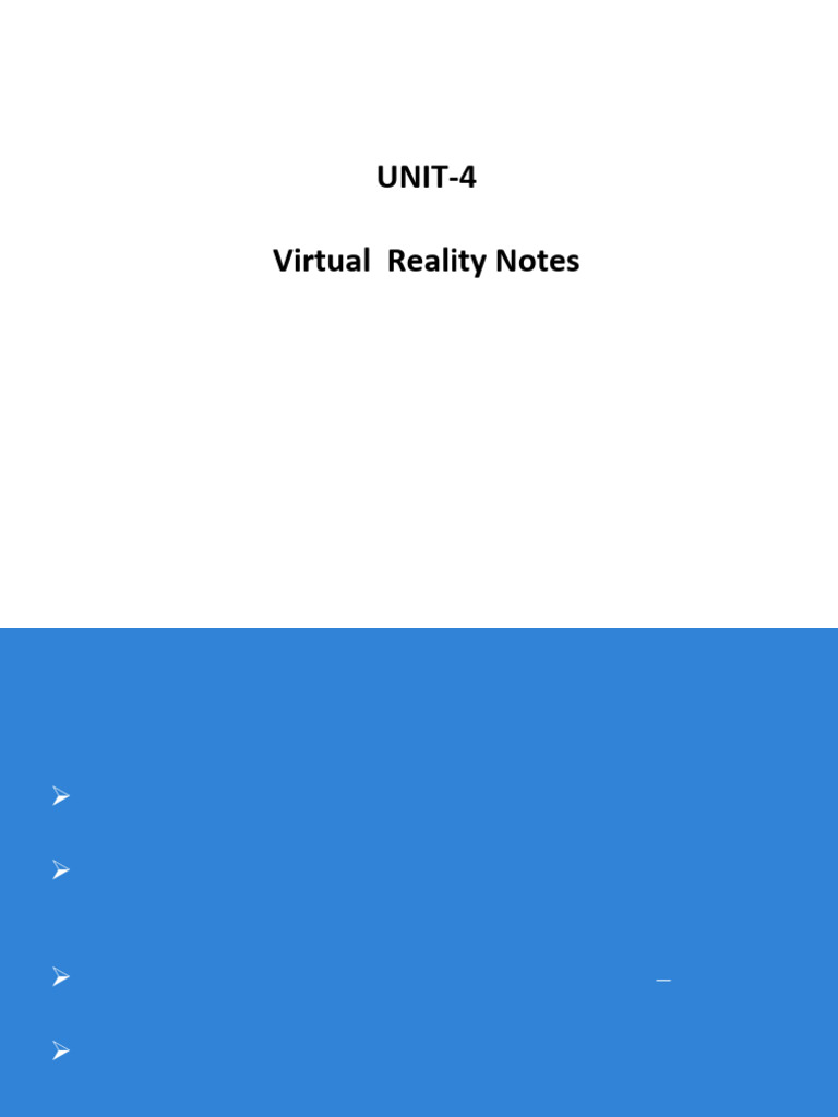 7th Sem-Virtual Reality Notes (Unit-4) | PDF | Senses | Somatosensory ...