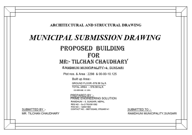 Municipal Submission Drawing: Proposed Building FOR | PDF