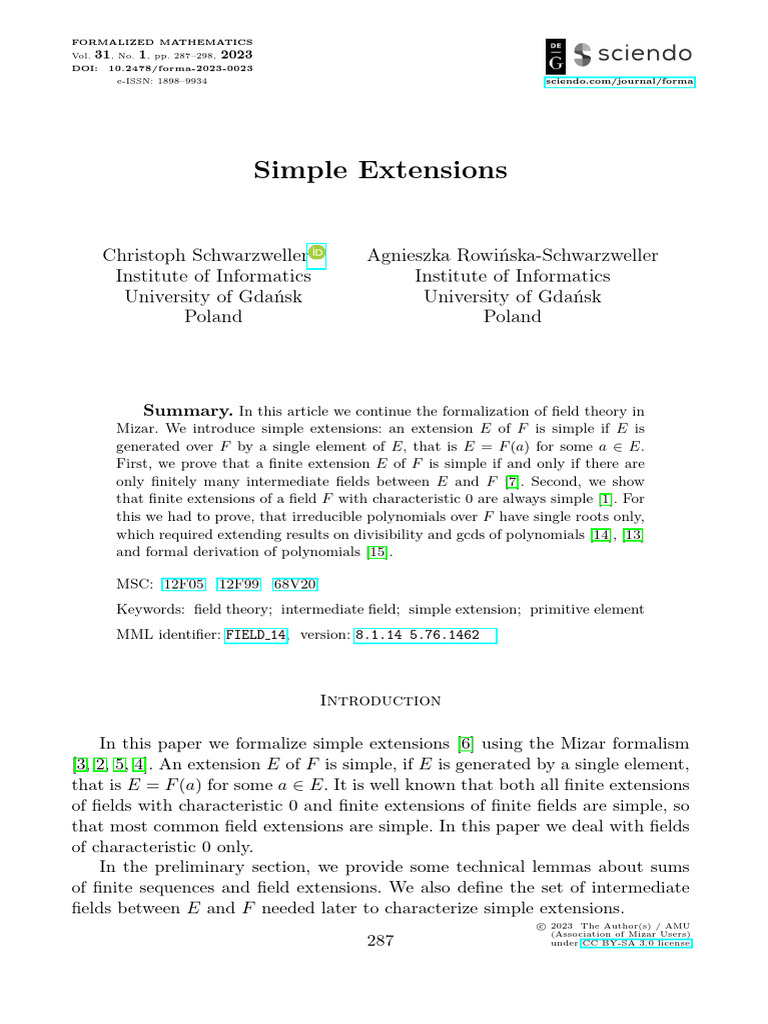 10.2478 - Forma 2023 0023 | PDF | Field (Mathematics) | Ring (Mathematics)