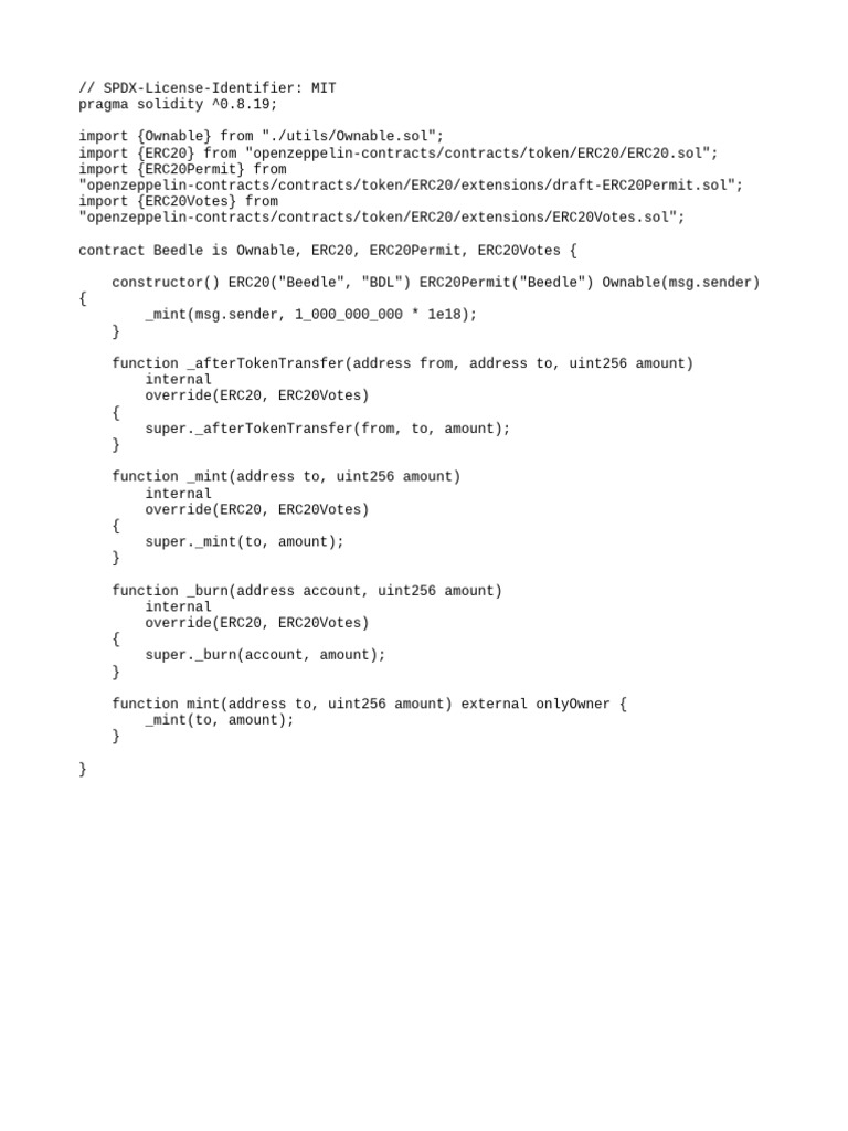 Beedle ERC20 Token Contract Code | PDF