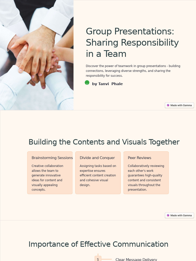 Group Presentations Sharing Responsibility in A Team | PDF ...