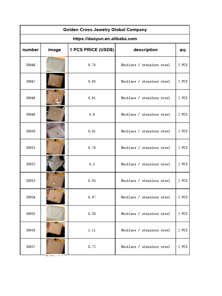 Golden Cross Jewelry Global Company Number Image 1 Pcs Price (Usd ...