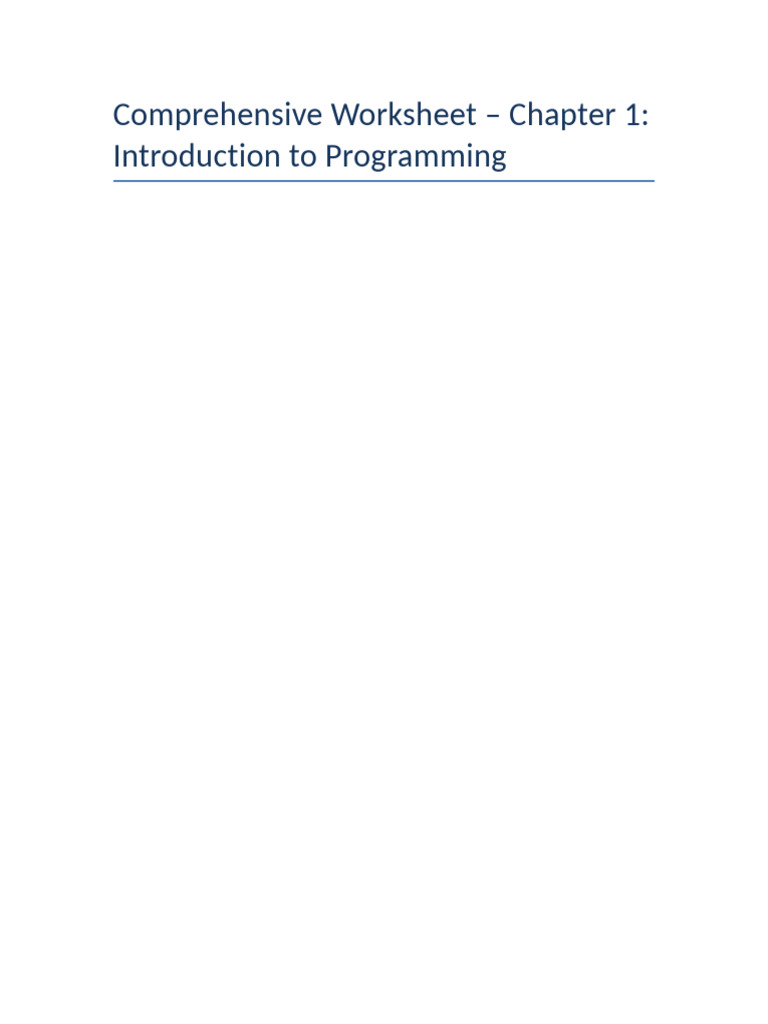 Programming Basics: Chapter 1 Worksheet | PDF