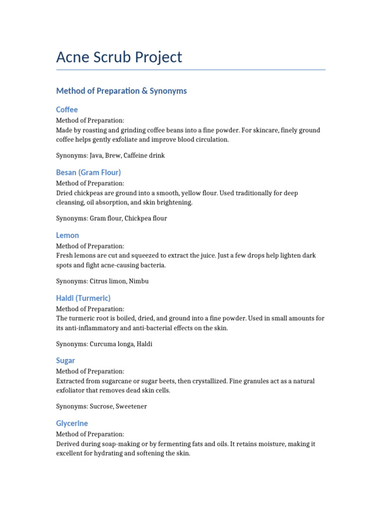 Acne Scrub Project | PDF