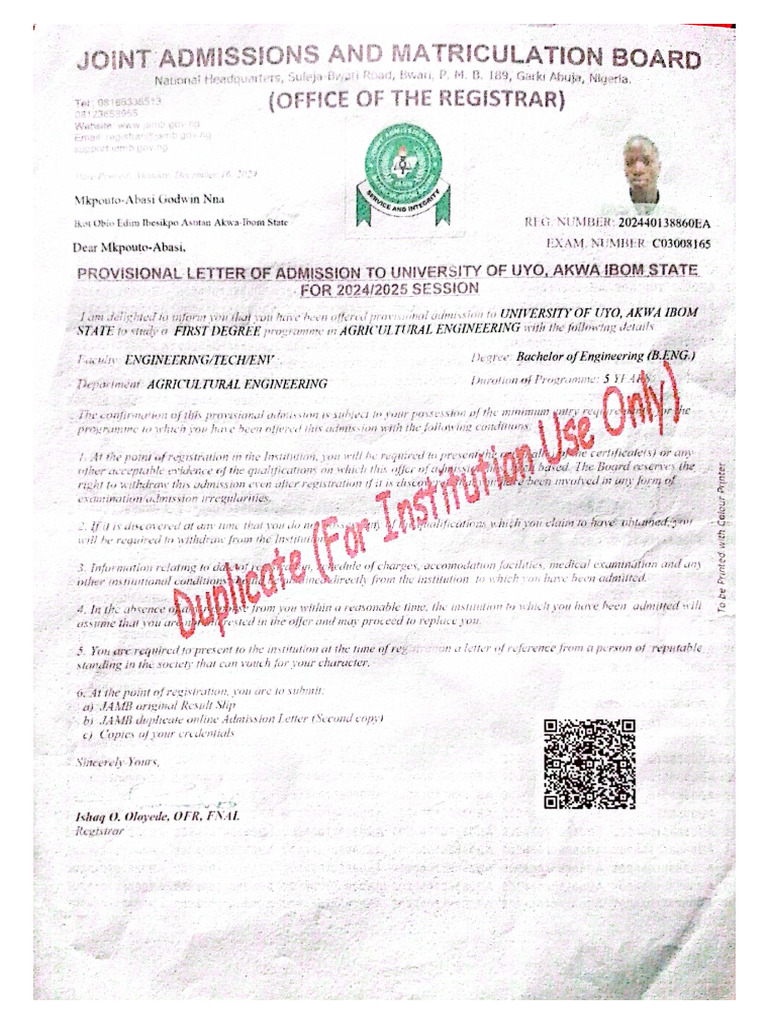 Admission Letter | PDF