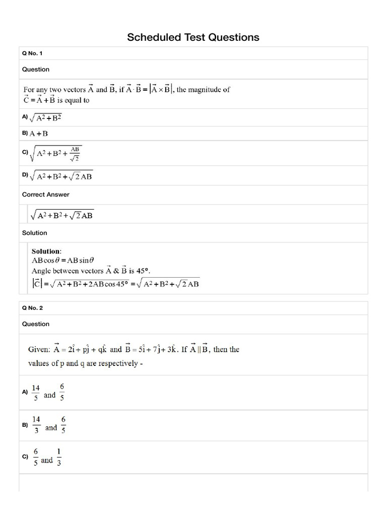 VPPT 2 26JEE VECTOR Solution | PDF
