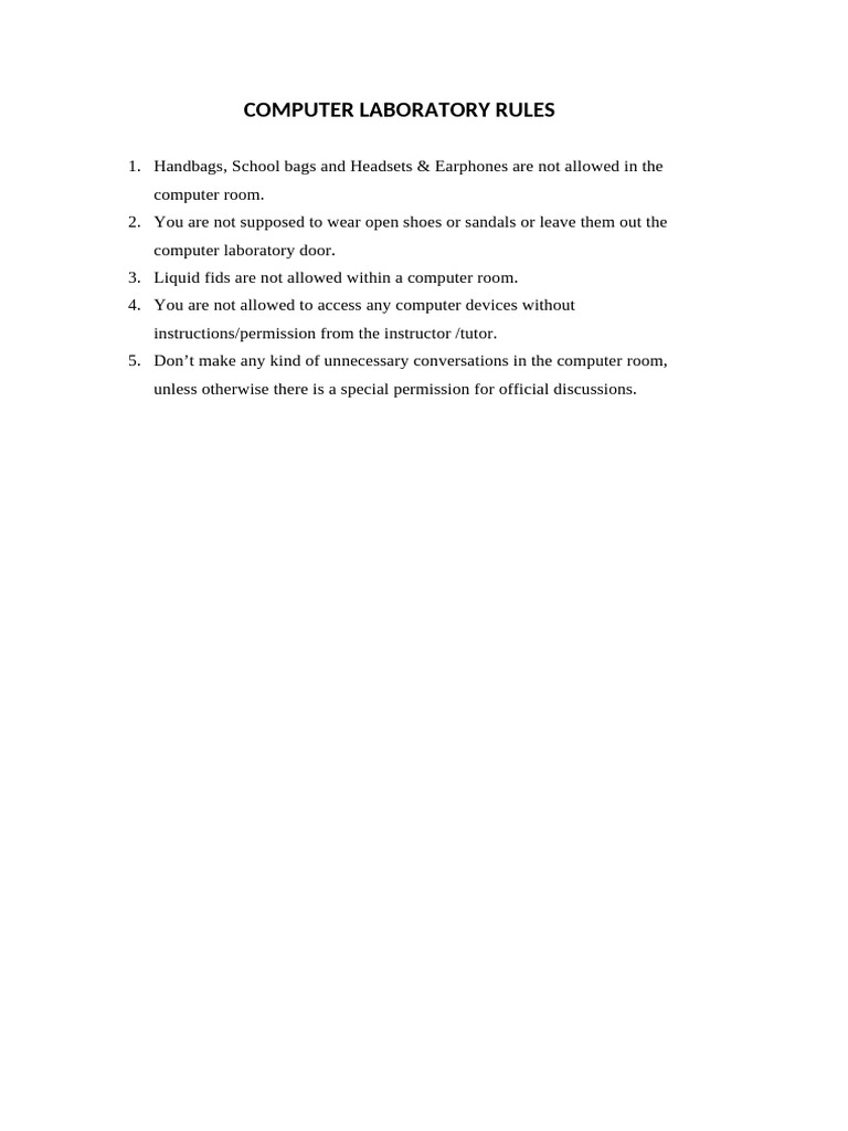 5.Computer Laboratory Rules | PDF