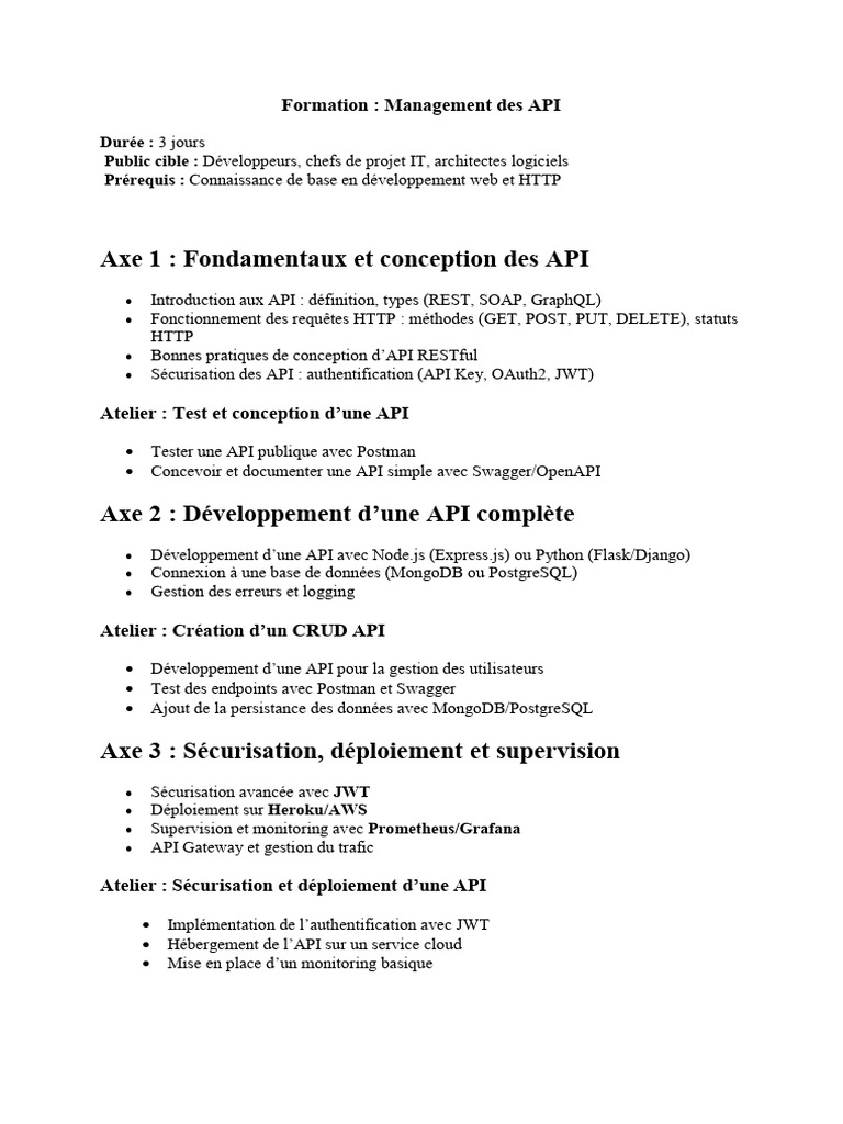 Formation en Management des API | PDF