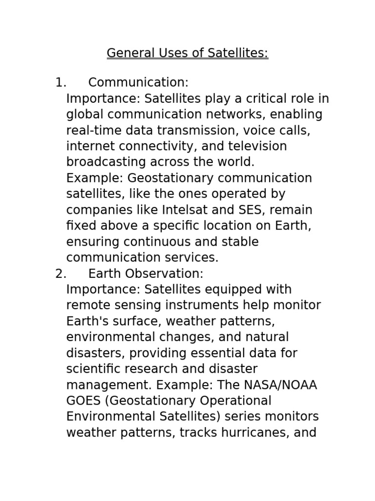General Uses of Satellites | PDF | Satellite | Global Positioning System