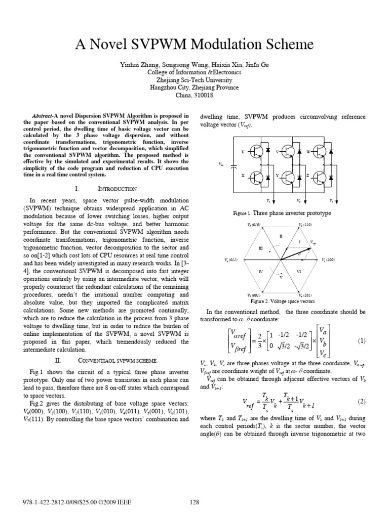 01 A Novel SVPWM Modulation Scheme | PDF | Power Inverter | Power ...