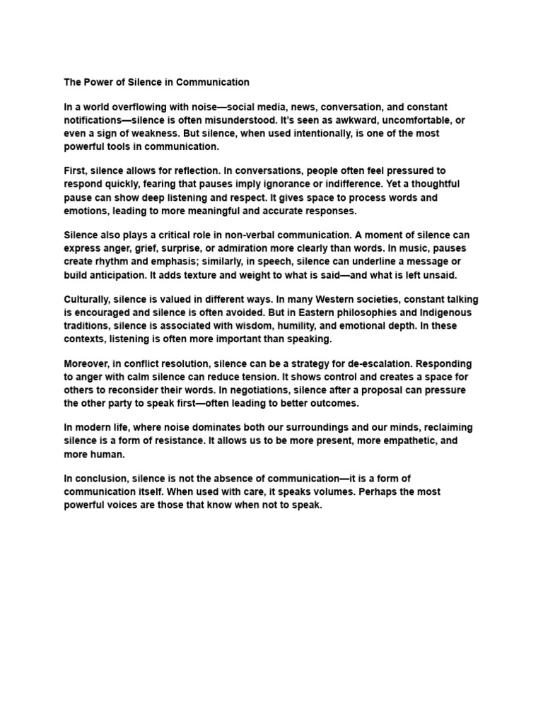 The Power of Silence in Communication | PDF