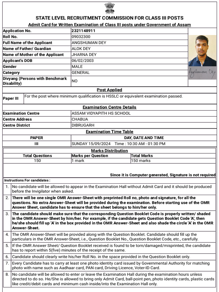 State Level Recruitment Commission For Class Iii Posts | PDF