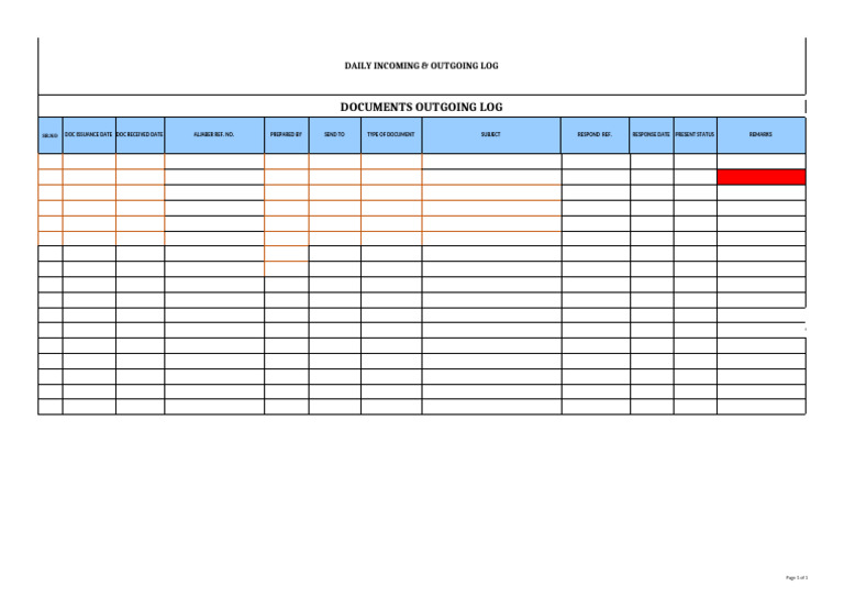 Outgoing Documents Log Overview | PDF