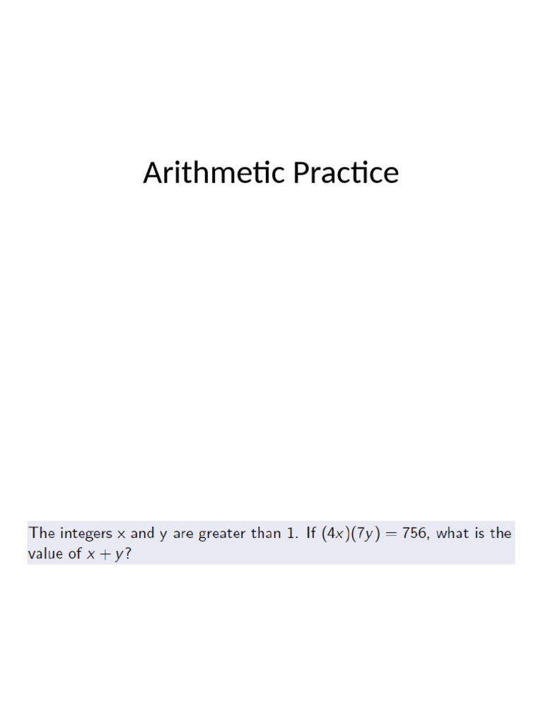 Arithmetic Practice | PDF