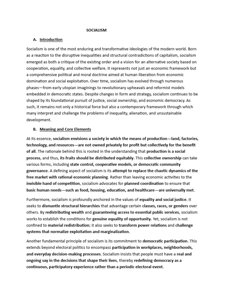 Understanding Socialism's Core Concepts | PDF | Socialism | Communism