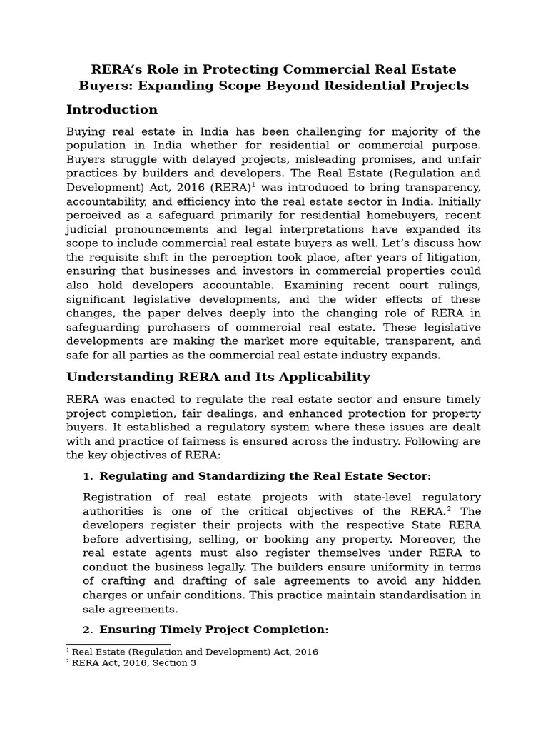 RERA's Impact on Commercial Real Estate | PDF | Commercial Property ...