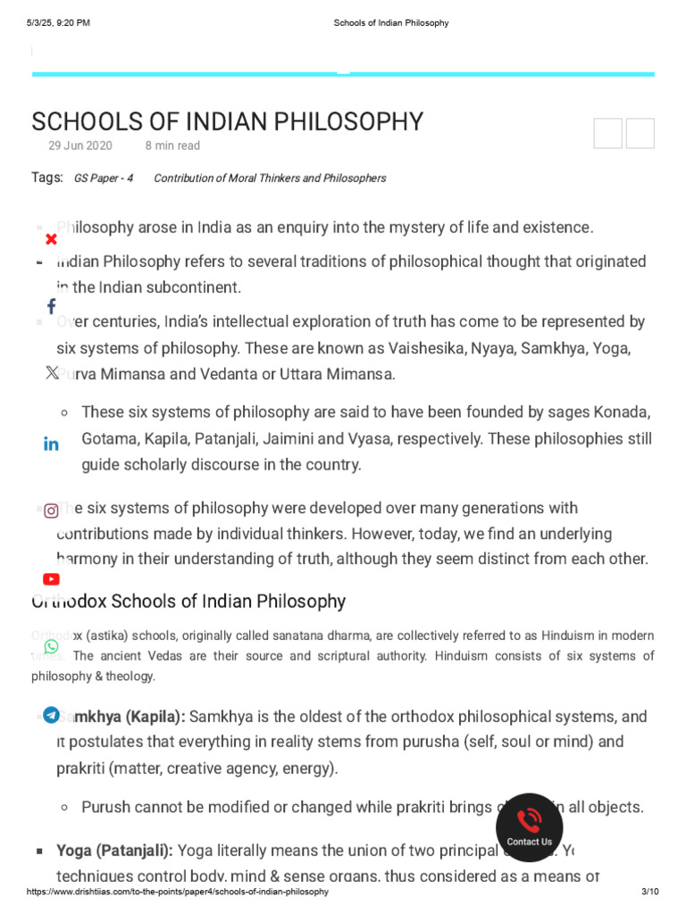 Indian Schools of Philosophy Overview | PDF | Vedanta | Brahman