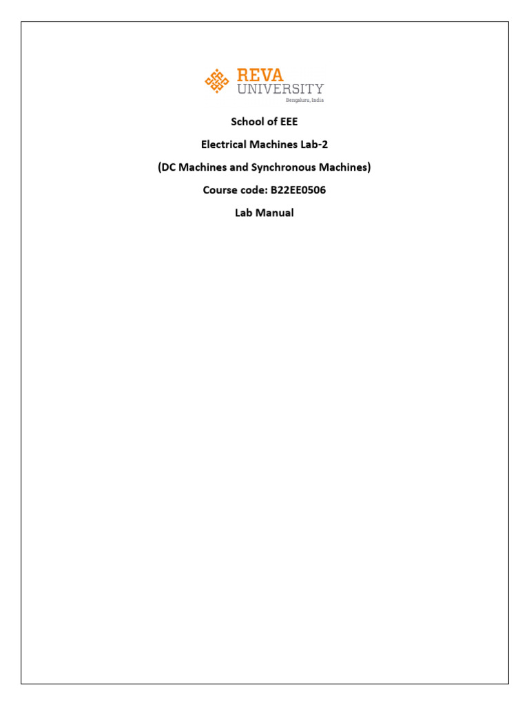 Electrical Machines Lab Manual PDF | PDF | Rectifier | Electric Motor