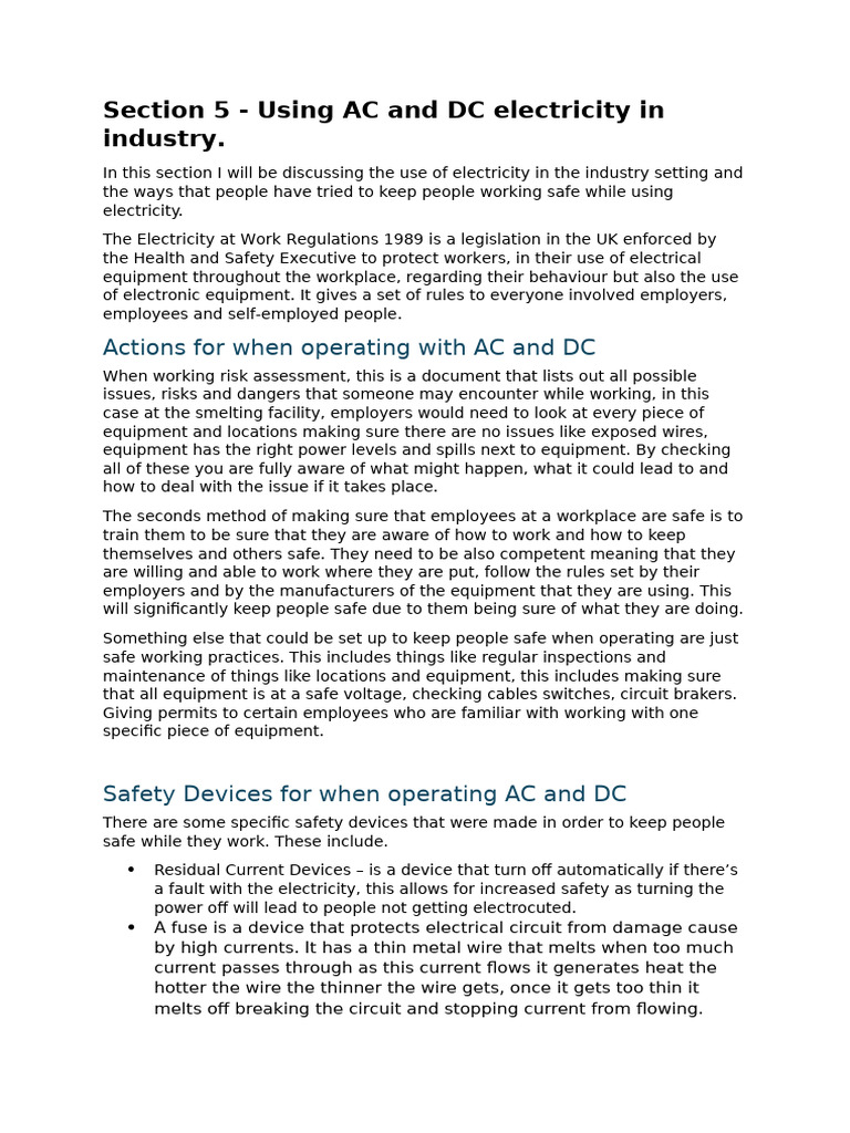 Safety in AC and DC Industrial Electricity | PDF | Direct Current ...
