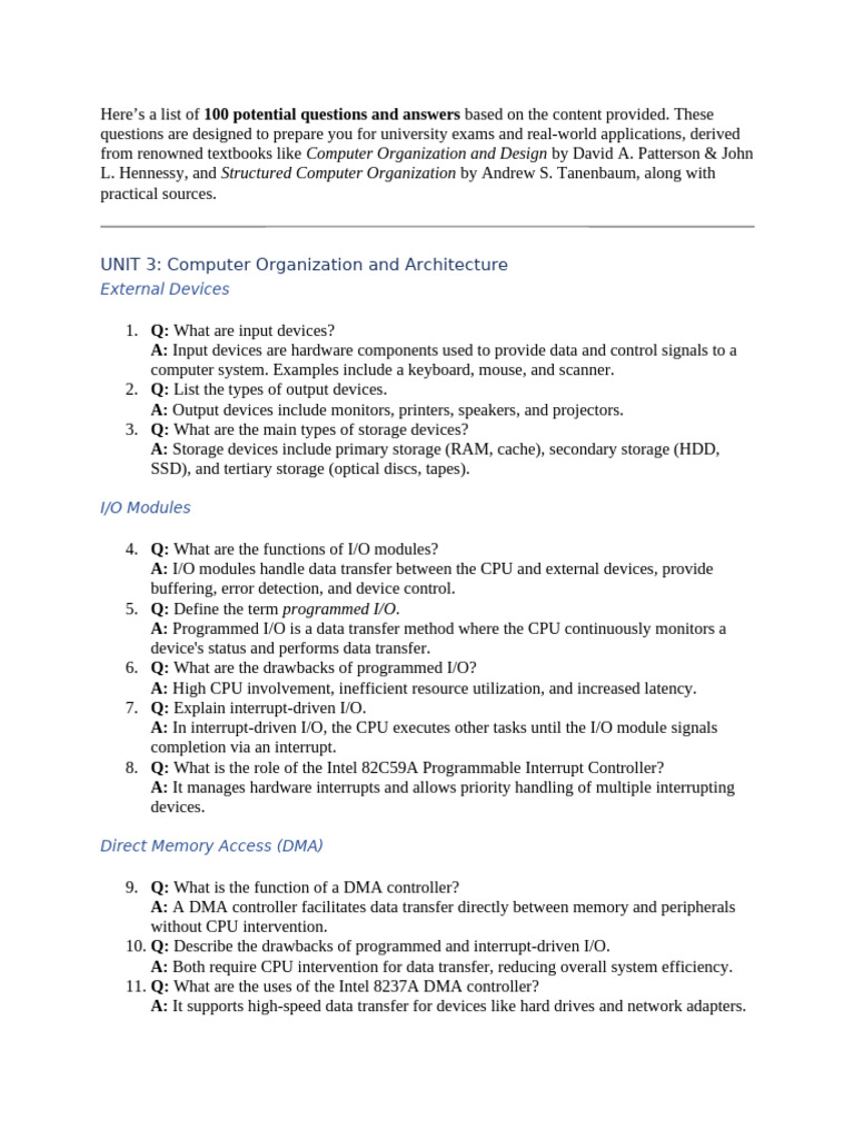 100 Computer Organization Exam Q&As | PDF | Central Processing Unit ...