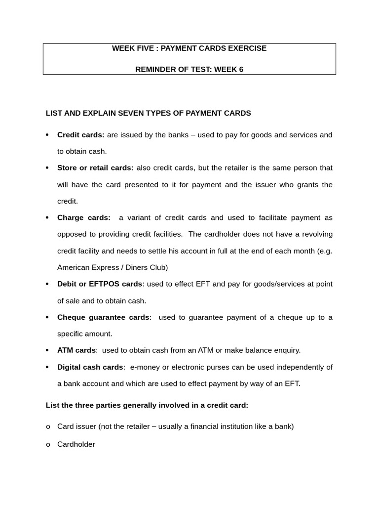 Types of Payment Cards Explained | PDF | Credit Card | Debit Card
