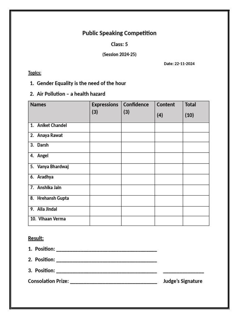 2024 Public Speaking Competition Details | PDF