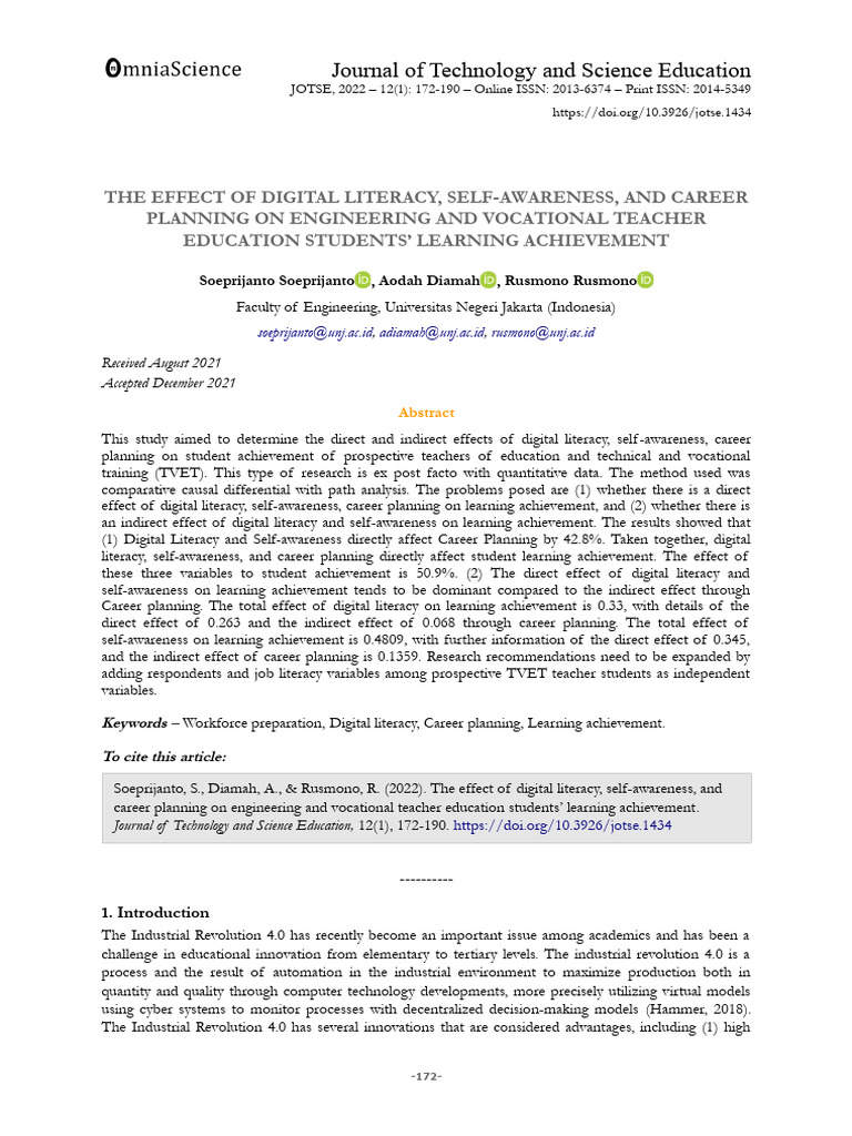 Impact of Digital Literacy on Teacher Achievement | PDF ...