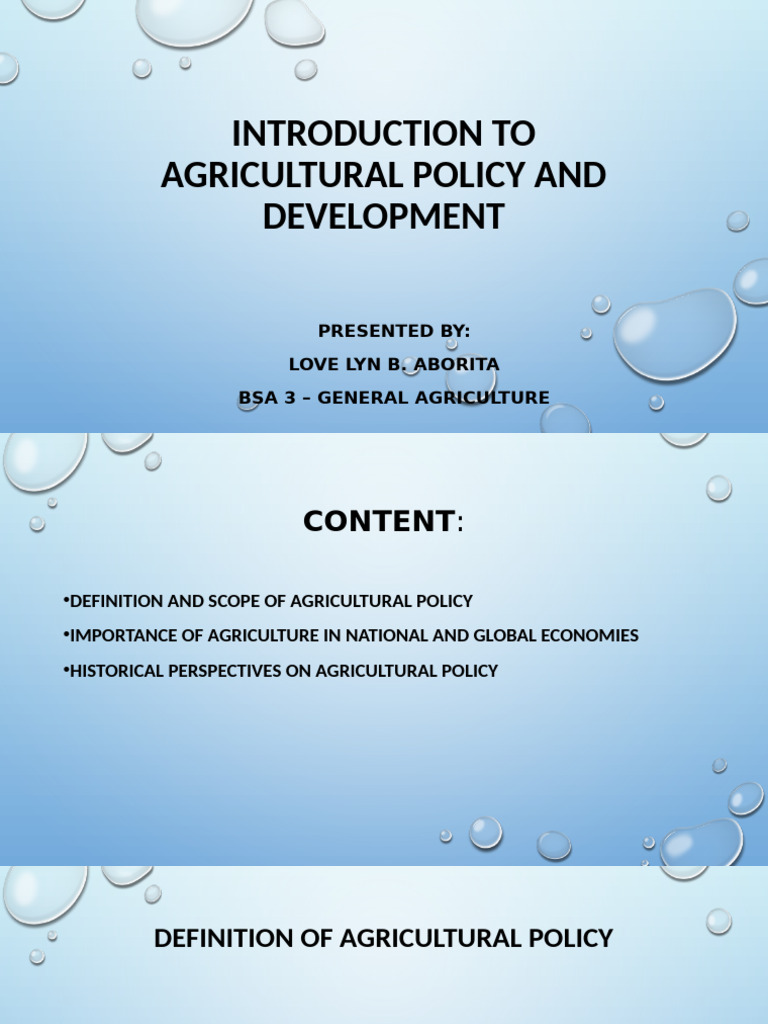 Agricultural Policy and Development Overview | PDF | Agriculture ...