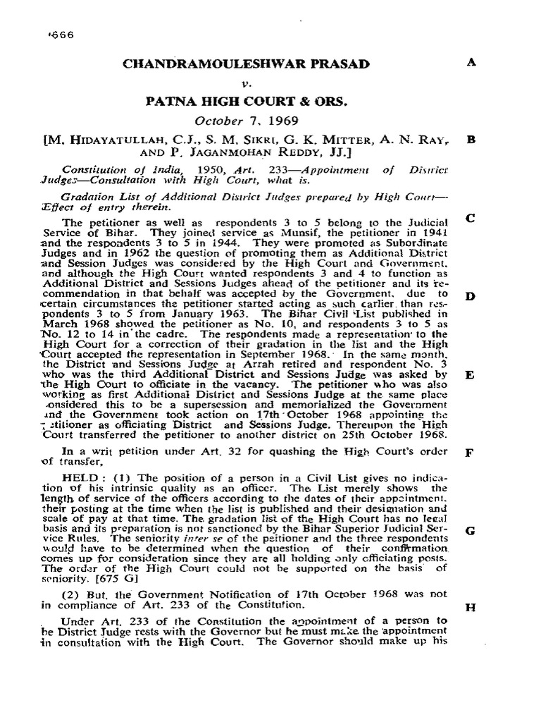 Bihar District Judge Appointment Case | PDF | Judiciaries | Public Law