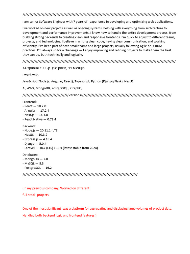 I Am Senior Software Engineer With 7 Years of Experience in Developing ...