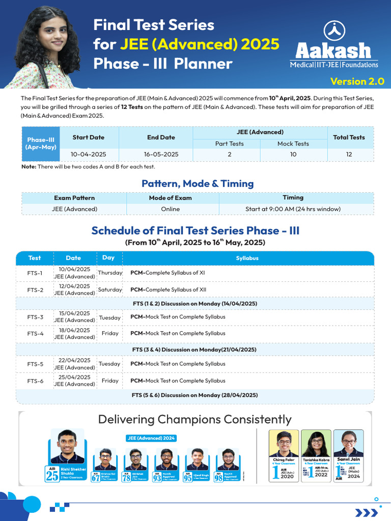 JEE Advanced 2025 Final Test Series | PDF | Career And Technical ...
