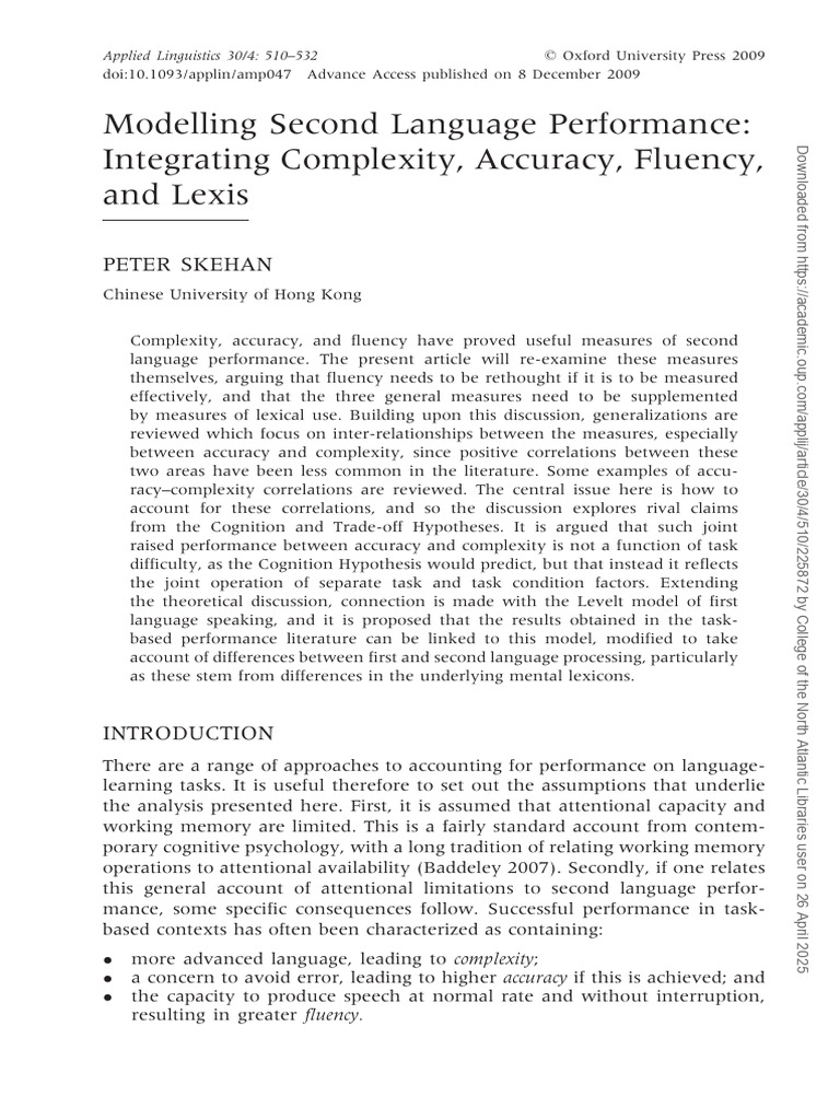Integrating CAF and Lexis in L2 Performance | PDF | Fluency | Accuracy ...