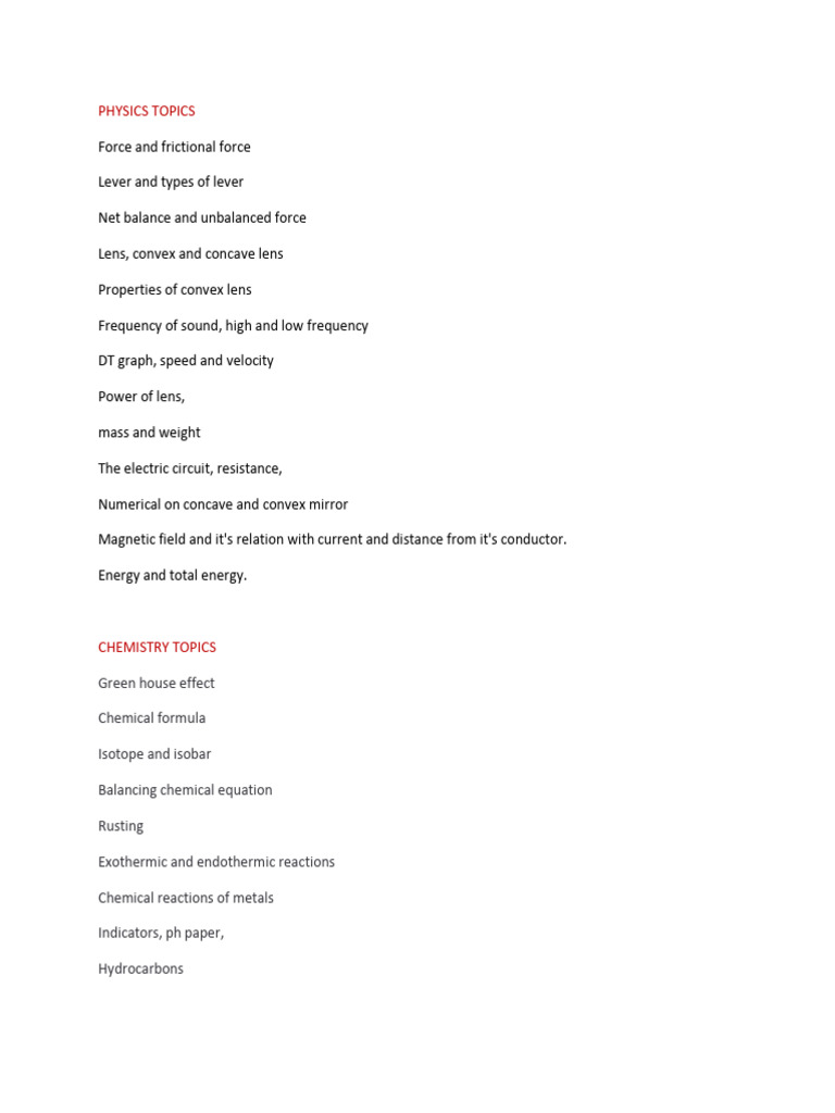 Science Challenge Syllabus Pdf