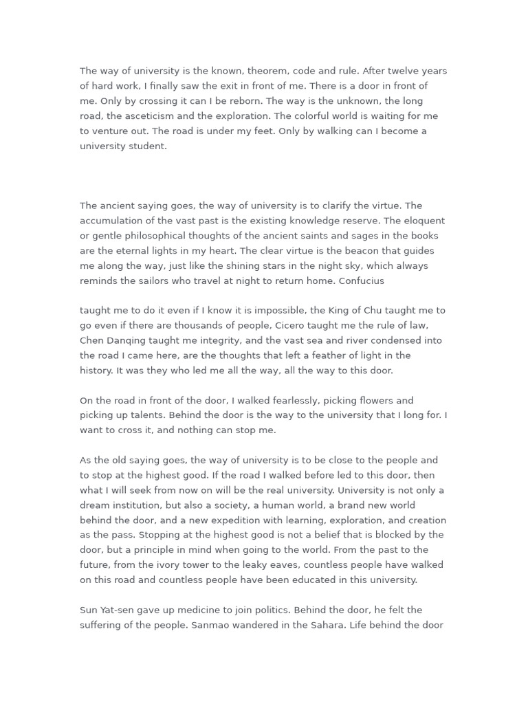 Journey to University: Embracing the Unknown | PDF
