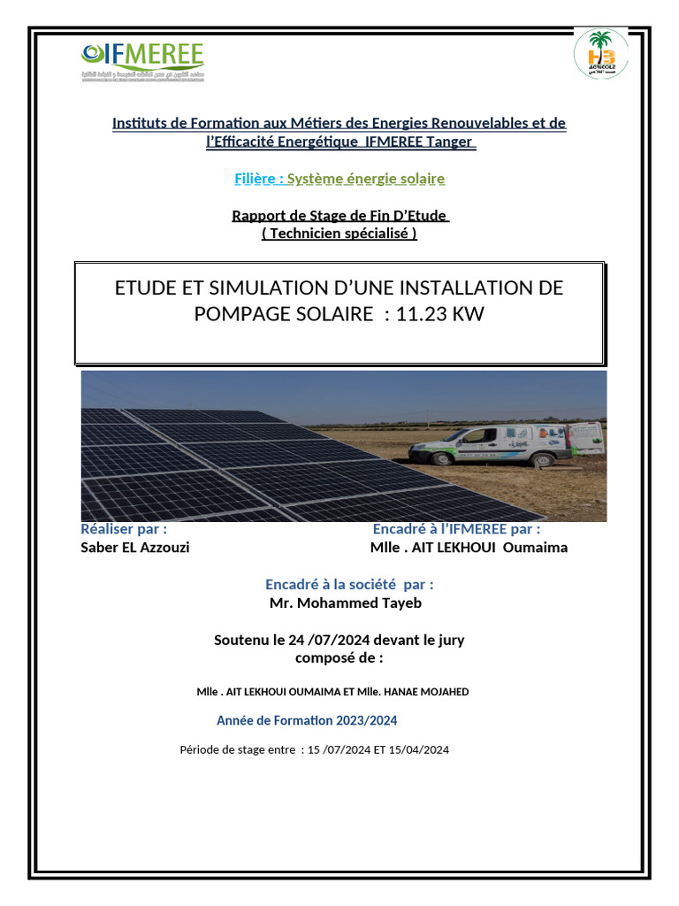 Étude de faisabilité : Pompage solaire | PDF | Énergie solaire ...