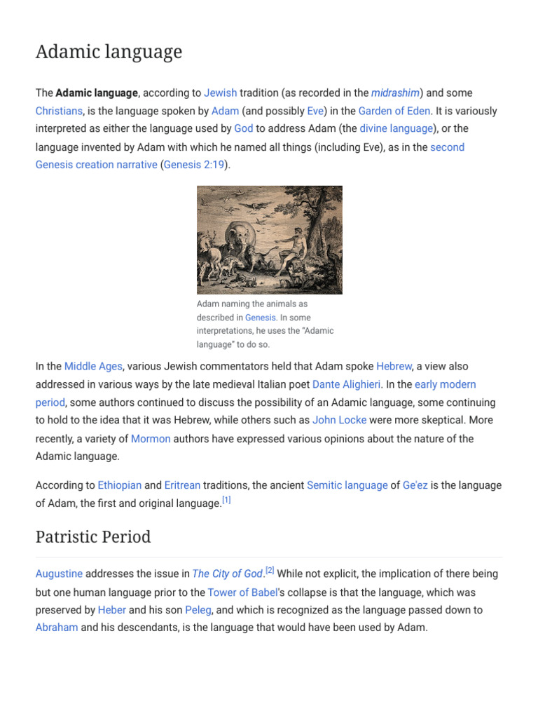 Adamic Language - Wikipedia | PDF | Linguistics