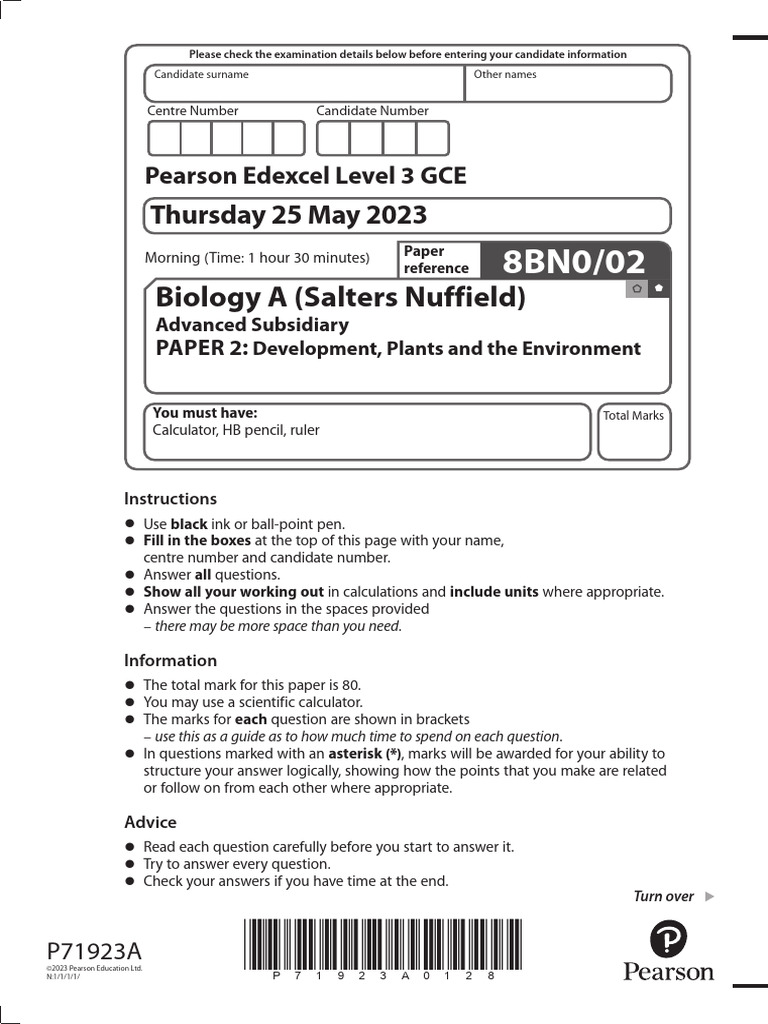 June 2023 QP - Paper 2 Edexcel (A) Biology AS-level 3 | PDF | Mitosis ...