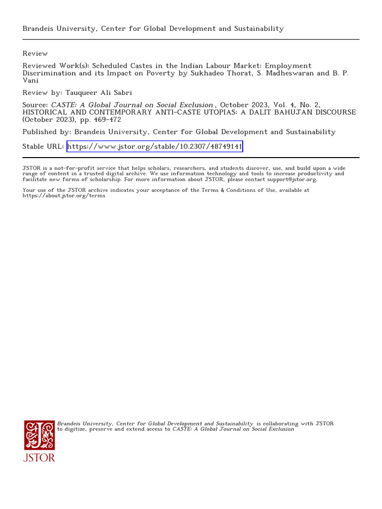 Caste Discrimination in Indian Labor Market | PDF | Dalit | Caste