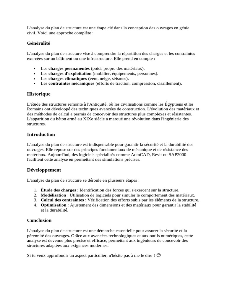 Analyse du plan de structure en génie civil | PDF