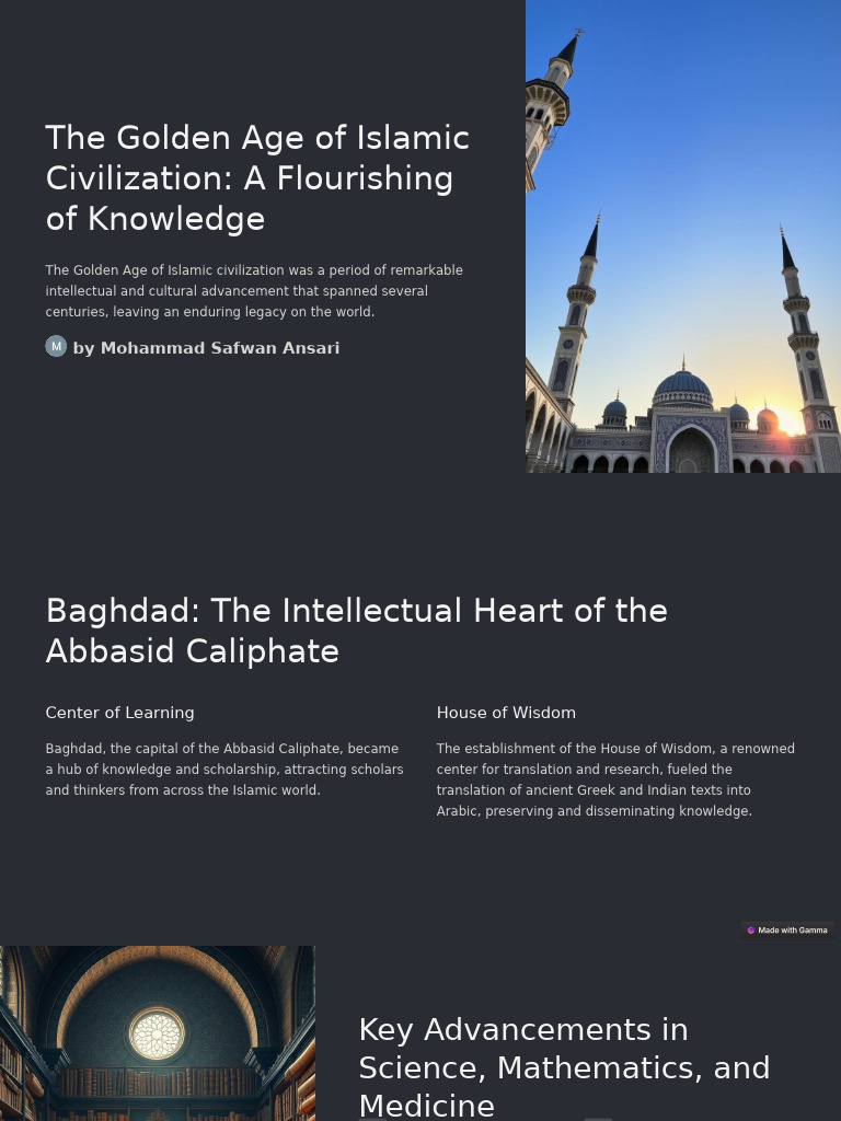 The Golden Age of Islamic Civilization a Flourishing of Knowledge | PDF