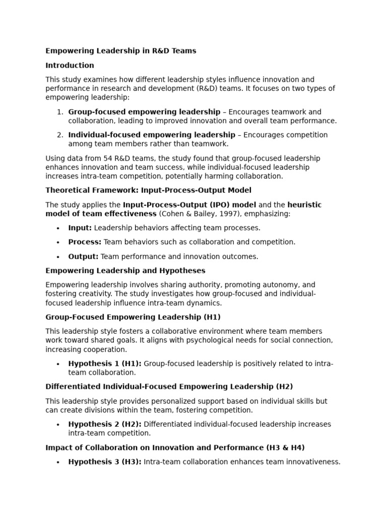 Empowering Leadership in R and D | PDF | Leadership | Collaboration