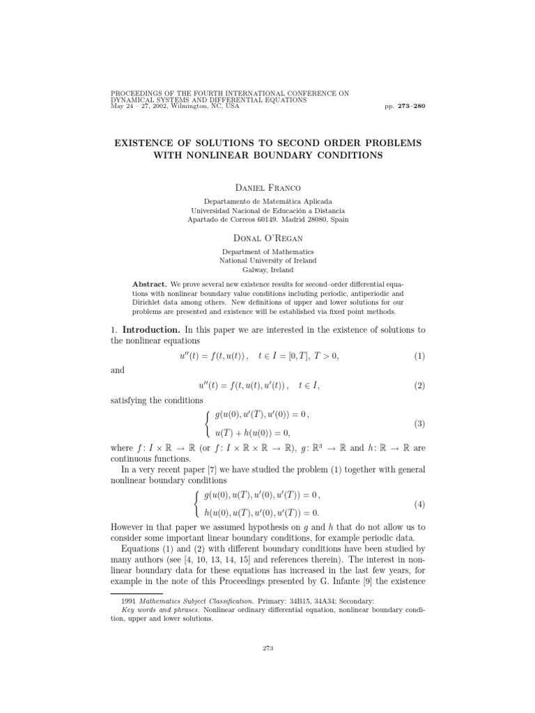Nonlinear Boundary Value Problem Solutions | PDF | Nonlinear System ...