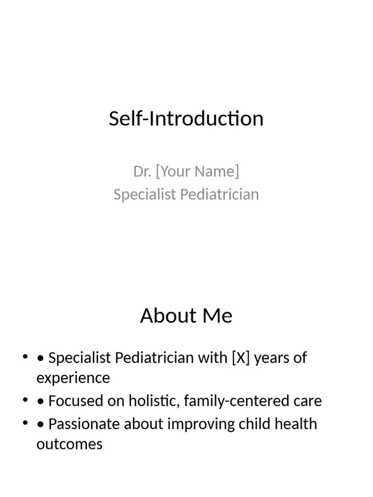 Pediatrician Self-Introduction Document | PDF